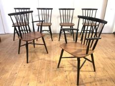 A set of six Farstrup, Denmark, teak and ebonised dining chairs, including a pair of armchairs, each