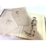 English School, 19th Century, a rare 19th century Country House album of portrait sketches by an