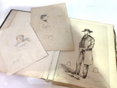 English School, 19th Century, a rare 19th century Country House album of portrait sketches by an