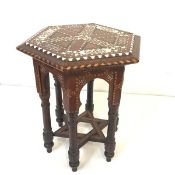 A Spanish Nasrid Revival marquetry and bone-inlaid occasional table, probably Granada, c. 1900,