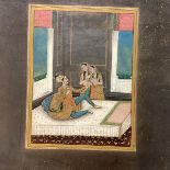 Indian School, The Emperor Jahangir, seated on a divan with two female attendants, gouache and