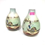 An unusual pair of Royal Doulton Series Ware Venice pattern vases, each painted with a gondola by