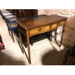 A reproduction Georgian style mahogany serpentine fronted side table, with two frieze drawers on