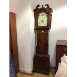 An early 19thc oak cased longcase clock, signed J. Richmond, York, the thirteen inch dial with birds