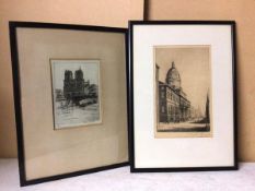 Caroline Armington, Facade de Notre Dame Paris II, etching, no. 39/100, signed bottom right (18cm