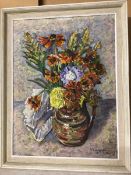 E. Y. Johnstone, Still Life of Flowers, oil, signed bottom right, dated 1984 (59cm x 34cm)