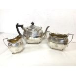 A Victorian London silver tea service including teapot, milk jug and sugar bowl, all with gadroon