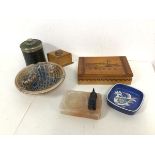 A mixed lot including a Royal Copenhagen ashtray with stylised bird design to well, stamped