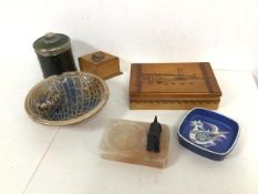 A mixed lot including a Royal Copenhagen ashtray with stylised bird design to well, stamped