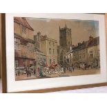 English School, The Market Square, Axbridge, watercolour (35cm x 52cm)