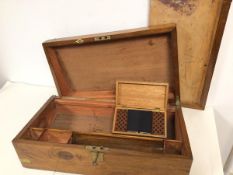 A late 19thc/early 20thc mahogany travelling writing slope with fitted interior, one hinge