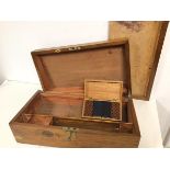 A late 19thc/early 20thc mahogany travelling writing slope with fitted interior, one hinge