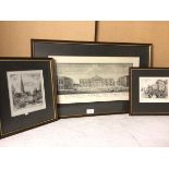 The Place Royale, Brussels, engraving (22cm x 45cm) and two other engravings of European City