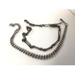 Two silver albert chains (combined: 113.09g)