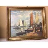 L. Richards, Harbour Scene, oil on canvas (48cm x 59cm)