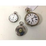 A London silver Victorian pocket watch, a half hunter pocket watch engraved Sterling silver to