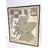 After an early 18thc coloured map of Scotland, the cartouche inscribed Yohann Baptist Homann (61cm x