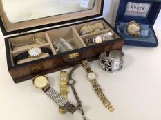 A collection of gentleman's and lady's watches, including one marked 'Rolex', Gruen, Rotary etc. (