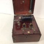 An early 20thc Morse Code box (?), circular plaque to interior bears Schall & Son, 75 New