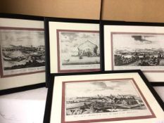 Engraving copies of Scottish scenes including Bass Rock, St Andrews, Aberdeen and Perth (each: