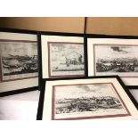 Engraving copies of Scottish scenes including Bass Rock, St Andrews, Aberdeen and Perth (each: