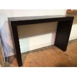 A modern console table with dark brown exterior, possibly leather (80cm x 120cm x 36cm)