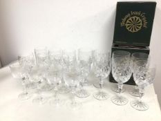 A set of eight Galloway Irish Crystal red wine glasses and a set of six Galloway Irish Crystal white