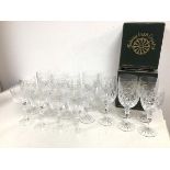 A set of eight Galloway Irish Crystal red wine glasses and a set of six Galloway Irish Crystal white