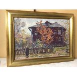 Eastern European School, L.Rylchinkova, Autumn, oil, signed bottom left, inscribed verso (32cm x