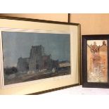 A E Borthwick, PRSW RSA, Church at Twilight, watercolour, signed bottom right, paper labels verso (