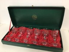 A set of six Thomas Webb Crystal cut crystal wine glasses in original presentation box (each: 17.5cm