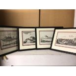 A set of four reproduction etchings of Scottish scenes including Glasgow, Edinburgh, Stirling and