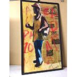 Carlos Toranzo (Cuban, b.1967), Cuban Man Dancing, mixed media (88cm x 49cm)