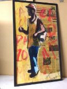 Carlos Toranzo (Cuban, b.1967), Cuban Man Dancing, mixed media (88cm x 49cm)