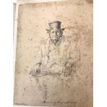 A scrap book with fifteen pencil and watercolour portraits, all dated c.1970, with sitter named (