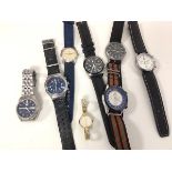 A collection of gentleman's wristwatches, including Seiko, Rotary, Soki, Fuyate and a lady's