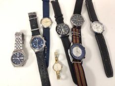 A collection of gentleman's wristwatches, including Seiko, Rotary, Soki, Fuyate and a lady's