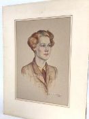 Scottish School, Portrait of a Young Woman, watercolour, signed bottom right and dated 1944,