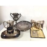 A collection of Epns including a presentation trophy for P.Vlandy, for East of Scotland Weight