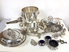 An assortment of Epns including a champagne bucket with lion mask handles to sides (20cm x 24cm),