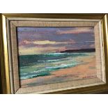 J.D. Henderson, Beach at Sunset, oil, signed and dated '88 bottom right (16cm x 23cm)