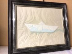 George Wylie, The Paper Boat, mixed media, signed and dated '89 bottom right, paper label verso (