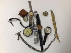 A group of gentleman's wristwatches, including Casio and a lady's Compass wristwatch and a silver