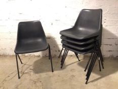 A set of five Robin Day for Hille design (designed 1962) chairs, with charcoal