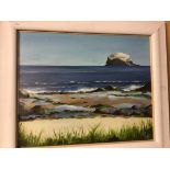 Pope, View of Bass Rock from Coast, oil (44cm x 54cm)