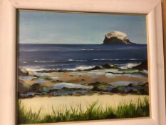 Pope, View of Bass Rock from Coast, oil (44cm x 54cm)