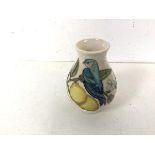 A Moorcroft bud vase depicting Bird on Lemon Branch (10cm)