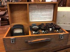 A galvanometer in original hinged box with instructions to interior (16cm x 41cm x 19cm)