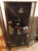 A bespoke made display cabinet with a collection of vintage dolls (122cm x 54cm x 21cm)