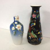 A 1920s/30s conical shaped vase with flared rim and foot, with Chinese inspired floral and exotic